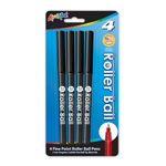 Set of 4 Roller Ball Pens - Black - USA Made