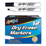 Set of 12 Chisel Tip Dry Erase Markers/Box - Black - USA Made