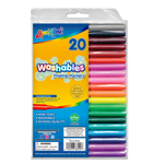 20 Pack Washable Fineline Markers - Pouch/Set - Assorted