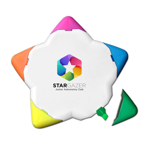 Star-Lighter&trade; - 5 Color Star Shaped Highlighter - Full Color Decal