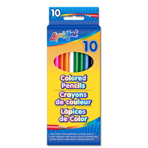 Set of 10 Colored Pencils 7" Pre-Sharpened - Assorted Colors