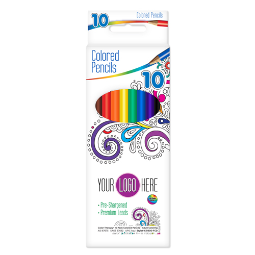10 Pack Color Therapy Pre-Sharpened Colored Pencils