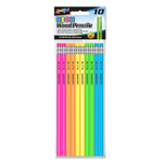 Set of 10 Neon # 2 HB Pencils with Eraser