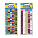 Set of 10 Fashion Pencils (Boys & Girls Theme Sets) with Eraser