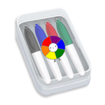 Mini Sharp Mark® Permanent Markers in Clear Plastic Case - Full Color Decal - 4 ct