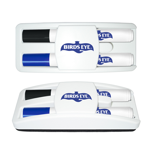 Dry Erase Gear Marker & Erase Set with Black & Blue Markers