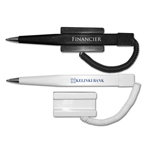 Financier - Pen with Coil Cord and Stick On Base (Blue Writing Ink)